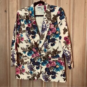 Cottagecore coquette floral broadcloth like thicker fabric bright blazer